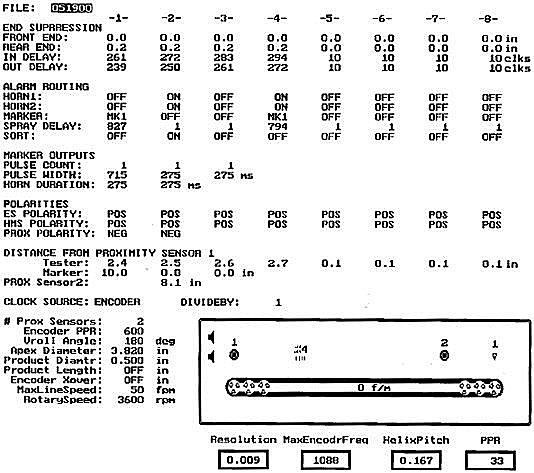 the screen used to set up the operation of the testing station